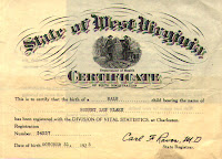 A certificate of a state of west virginia

Description automatically generated